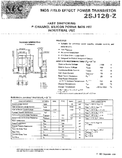 NEC 2sj128-z  . Electronic Components Datasheets Active components Transistors NEC 2sj128-z.pdf