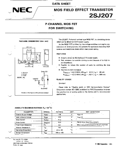 NEC 2sj207  . Electronic Components Datasheets Active components Transistors NEC 2sj207.pdf