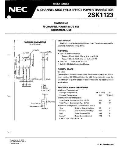 NEC 2sk1123  . Electronic Components Datasheets Active components Transistors NEC 2sk1123.pdf