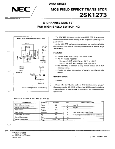 NEC 2sk1273  . Electronic Components Datasheets Active components Transistors NEC 2sk1273.pdf