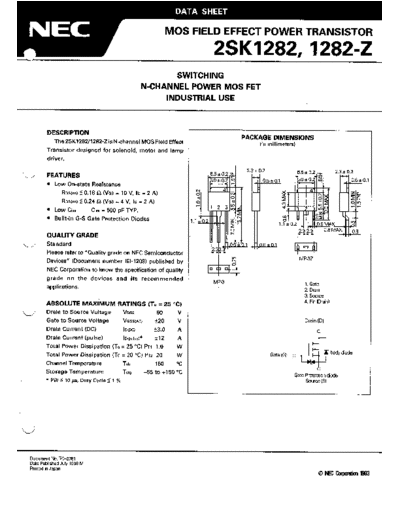 NEC 2sk1282 2sk1282-z  . Electronic Components Datasheets Active components Transistors NEC 2sk1282_2sk1282-z.pdf