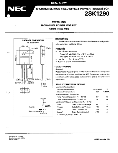 NEC 2sk1290  . Electronic Components Datasheets Active components Transistors NEC 2sk1290.pdf