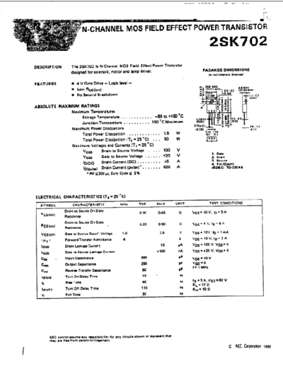 NEC 2sk702  . Electronic Components Datasheets Active components Transistors NEC 2sk702.pdf