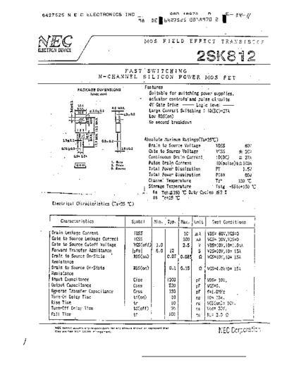 NEC 2sk812  . Electronic Components Datasheets Active components Transistors NEC 2sk812.pdf