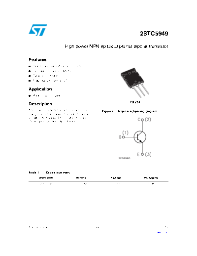 ST 2stc5949  . Electronic Components Datasheets Active components Transistors ST 2stc5949.pdf