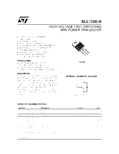 ST bul128d  . Electronic Components Datasheets Active components Transistors ST bul128d.pdf
