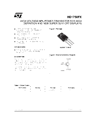 ST hd1750fx  . Electronic Components Datasheets Active components Transistors ST hd1750fx.pdf