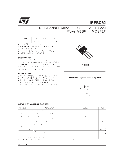 ST irfbc30  . Electronic Components Datasheets Active components Transistors ST irfbc30.pdf