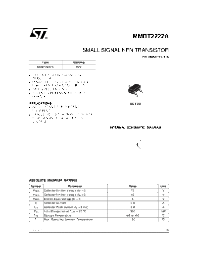 ST mmbt2222a  . Electronic Components Datasheets Active components Transistors ST mmbt2222a.pdf