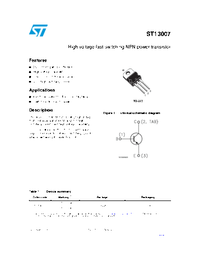 ST st13007  . Electronic Components Datasheets Active components Transistors ST st13007.pdf