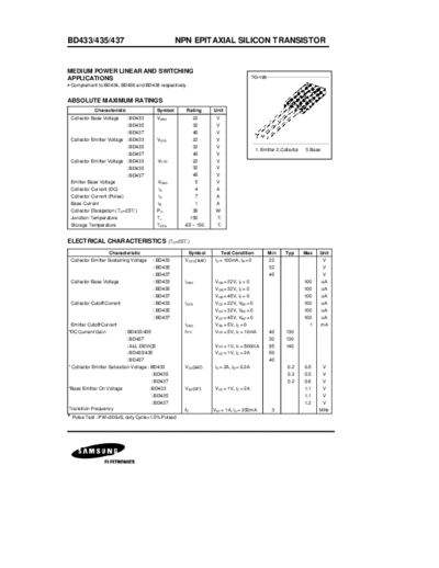 Samsung bd433 bd435 bd437  . Electronic Components Datasheets Active components Transistors Samsung bd433_bd435_bd437.pdf