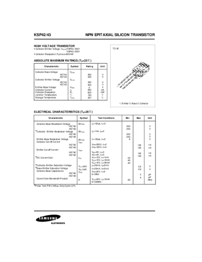 Samsung ksp42  . Electronic Components Datasheets Active components Transistors Samsung ksp42.pdf