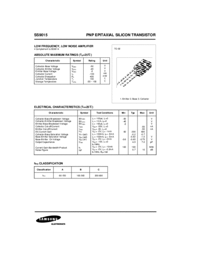 Samsung ss9015  . Electronic Components Datasheets Active components Transistors Samsung ss9015.pdf