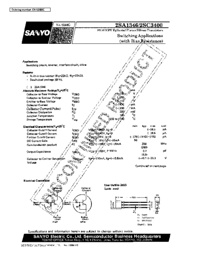 Sanyo 2sa1346  . Electronic Components Datasheets Active components Transistors Sanyo 2sa1346.pdf