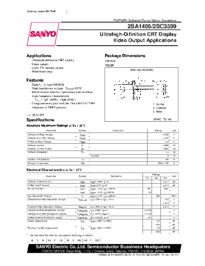 Sanyo 2sa1405  . Electronic Components Datasheets Active components Transistors Sanyo 2sa1405.pdf