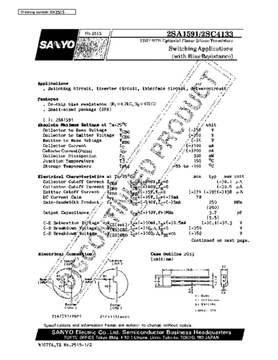 Sanyo 2sa1591  . Electronic Components Datasheets Active components Transistors Sanyo 2sa1591.pdf