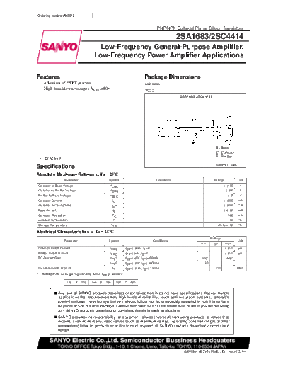 Sanyo 2sa1683  . Electronic Components Datasheets Active components Transistors Sanyo 2sa1683.pdf