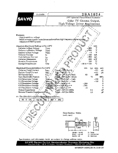 Sanyo 2sa1624  . Electronic Components Datasheets Active components Transistors Sanyo 2sa1624.pdf