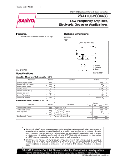 Sanyo 2sa1703  . Electronic Components Datasheets Active components Transistors Sanyo 2sa1703.pdf