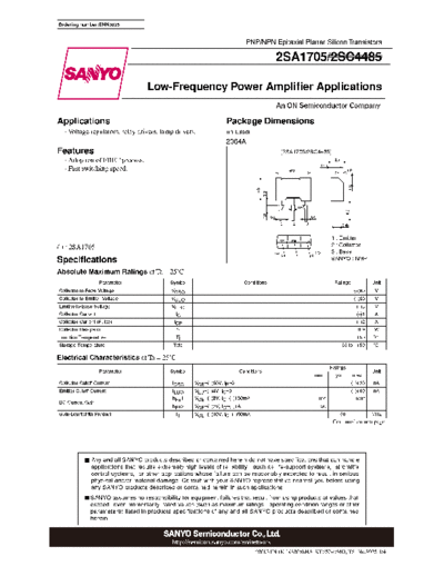 Sanyo 2sa1705  . Electronic Components Datasheets Active components Transistors Sanyo 2sa1705.pdf