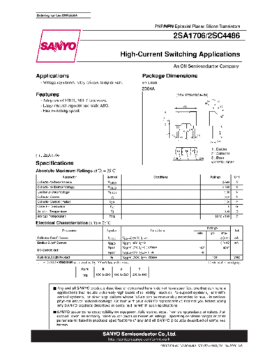 Sanyo 2sa1706  . Electronic Components Datasheets Active components Transistors Sanyo 2sa1706.pdf