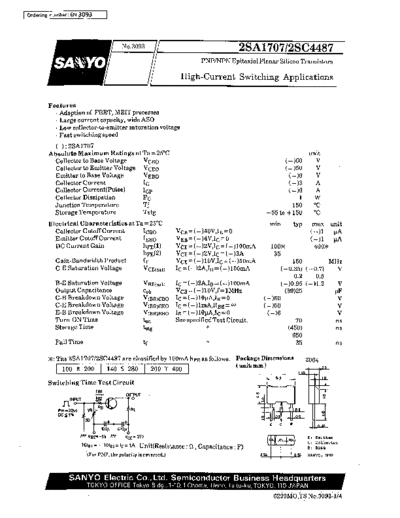 Sanyo 2sa1707  . Electronic Components Datasheets Active components Transistors Sanyo 2sa1707.pdf