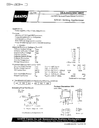 Sanyo 2sa1855  . Electronic Components Datasheets Active components Transistors Sanyo 2sa1855.pdf