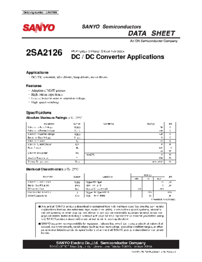 Sanyo 2sa2126  . Electronic Components Datasheets Active components Transistors Sanyo 2sa2126.pdf