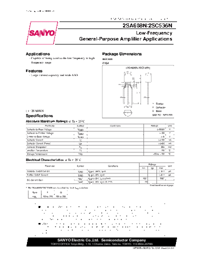 Sanyo 2sa608  . Electronic Components Datasheets Active components Transistors Sanyo 2sa608.pdf