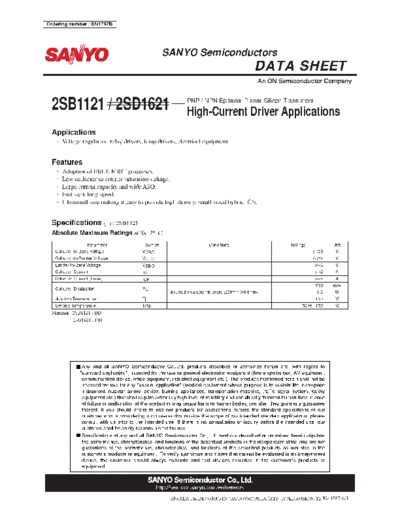 Sanyo 2sb1121  . Electronic Components Datasheets Active components Transistors Sanyo 2sb1121.pdf