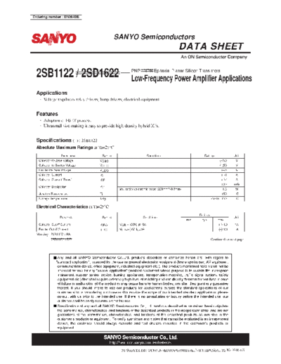 Sanyo 2sb1122  . Electronic Components Datasheets Active components Transistors Sanyo 2sb1122.pdf