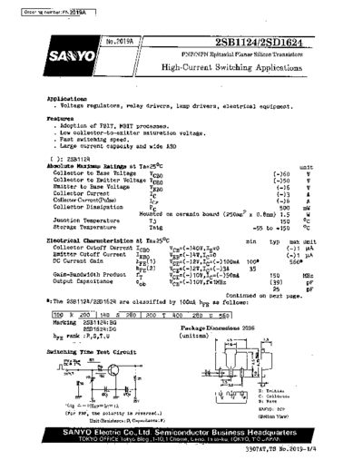 Sanyo 2sb1124  . Electronic Components Datasheets Active components Transistors Sanyo 2sb1124.pdf