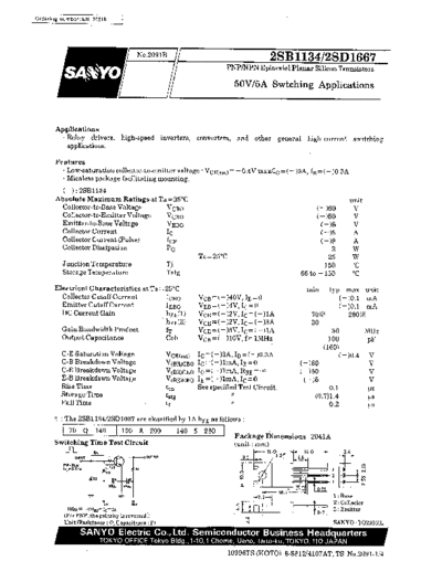 Sanyo 2sb1134  . Electronic Components Datasheets Active components Transistors Sanyo 2sb1134.pdf