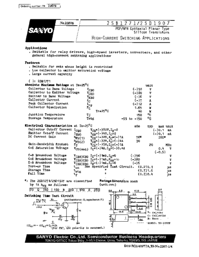 Sanyo 2sb1271  . Electronic Components Datasheets Active components Transistors Sanyo 2sb1271.pdf