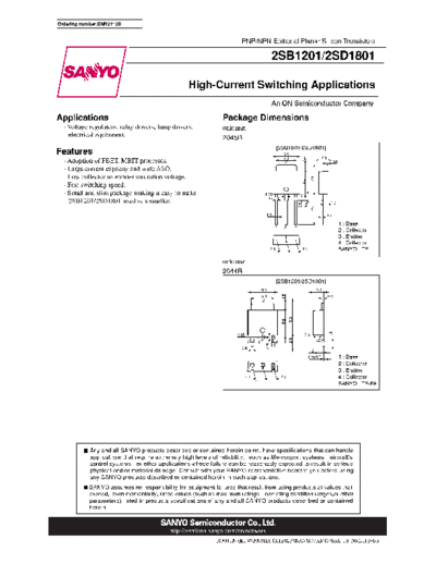 Sanyo 2sb1201 2sd1801  . Electronic Components Datasheets Active components Transistors Sanyo 2sb1201_2sd1801.pdf