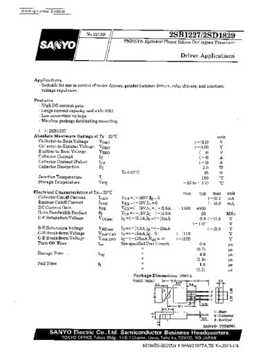 Sanyo 2sb1227  . Electronic Components Datasheets Active components Transistors Sanyo 2sb1227.pdf