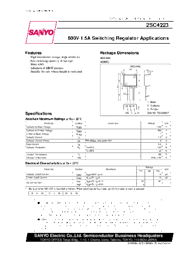 Sanyo 2sc4223  . Electronic Components Datasheets Active components Transistors Sanyo 2sc4223.pdf
