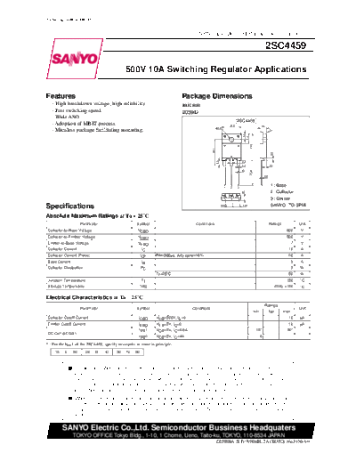 Sanyo 2sc4459  . Electronic Components Datasheets Active components Transistors Sanyo 2sc4459.pdf