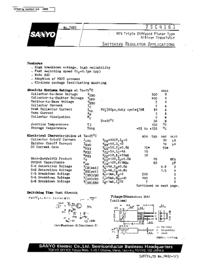 Sanyo 2sc4161  . Electronic Components Datasheets Active components Transistors Sanyo 2sc4161.pdf