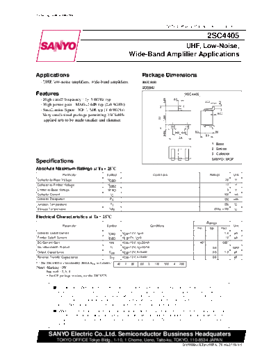 Sanyo 2sc4405  . Electronic Components Datasheets Active components Transistors Sanyo 2sc4405.pdf