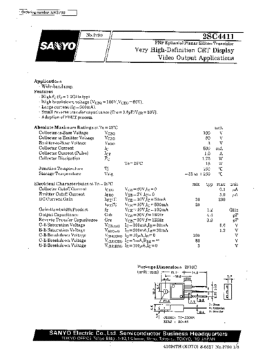 Sanyo 2sc4411  . Electronic Components Datasheets Active components Transistors Sanyo 2sc4411.pdf