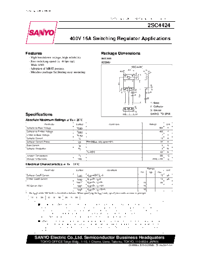 Sanyo 2sc4424  . Electronic Components Datasheets Active components Transistors Sanyo 2sc4424.pdf
