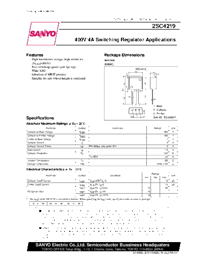 Sanyo 2sc4219  . Electronic Components Datasheets Active components Transistors Sanyo 2sc4219.pdf