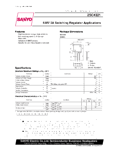Sanyo 2sc4221  . Electronic Components Datasheets Active components Transistors Sanyo 2sc4221.pdf
