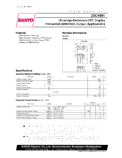 Sanyo 2sc4891  . Electronic Components Datasheets Active components Transistors Sanyo 2sc4891.pdf