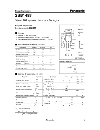 Panasonic 2sb1493  . Electronic Components Datasheets Active components Transistors Panasonic 2sb1493.pdf