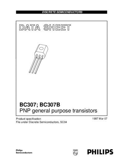 Philips bc307 bc307b 1  . Electronic Components Datasheets Active components Transistors Philips bc307_bc307b_1.pdf