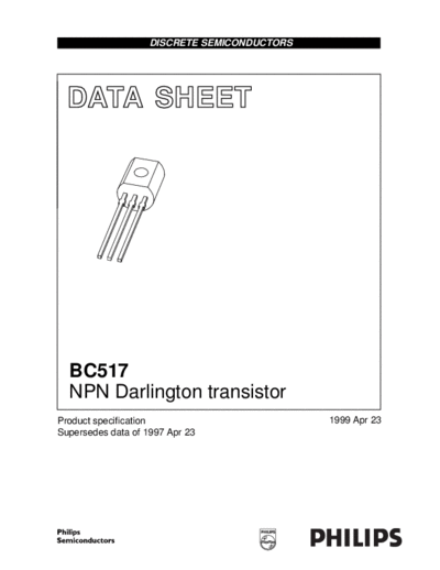 Philips bc517  . Electronic Components Datasheets Active components Transistors Philips bc517.pdf