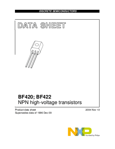 Philips bf420 bf422  . Electronic Components Datasheets Active components Transistors Philips bf420_bf422.pdf