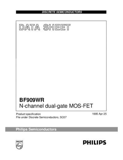 Philips bf909wr  . Electronic Components Datasheets Active components Transistors Philips bf909wr.pdf